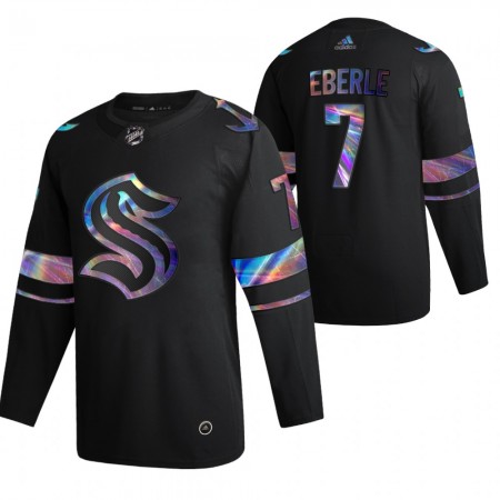 Seattle Kraken Jordan Eberle 7 2021-22 Schillerndes holografisches Schwarz Trikot Authentic - Herren